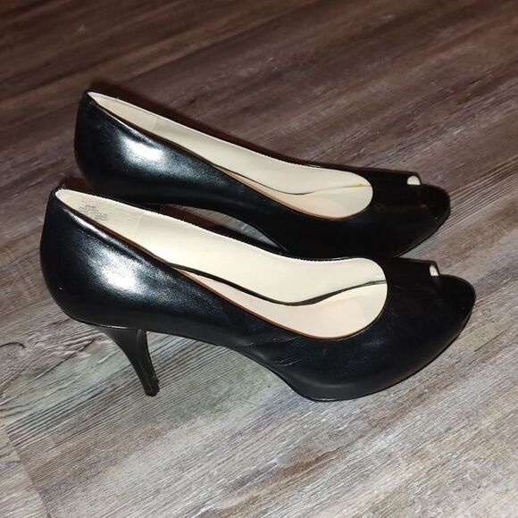 Nine West Kelsyo black peep toe heels  Sz 8.5 - Picture 5 of 7